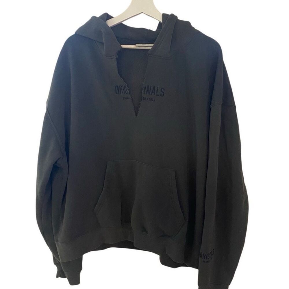 Originals Large Oversized Men’s Hoodie | Dark Gray | Cut Neckline | Brooklyn Clo